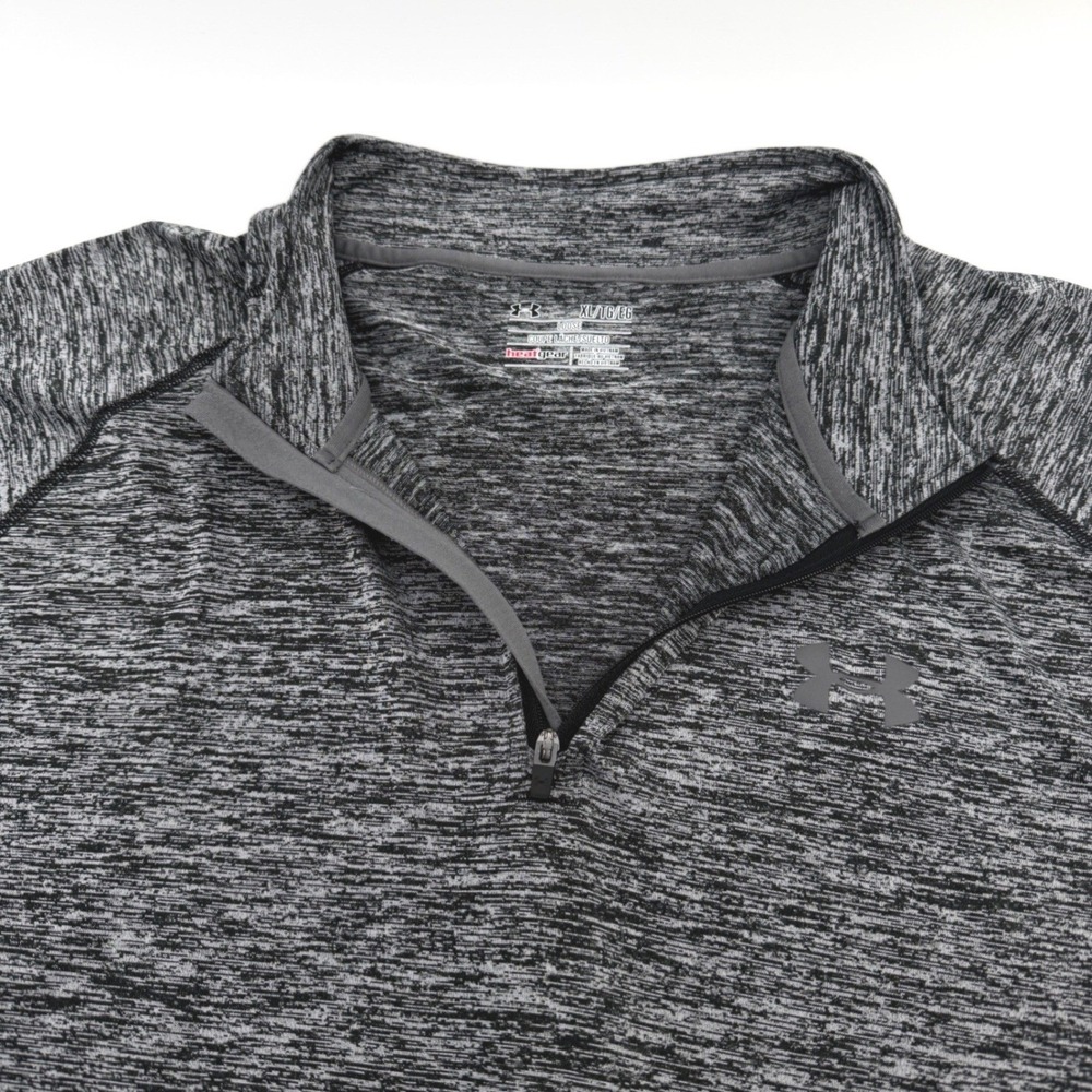 Under Armour Pullover‎ Shirt Mens XL Gray Space Dye 1/4 Zip Stretch HeatGear Gym - Picture 5 of 10